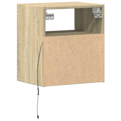 Comodino a Parete con luci LED Rovere Sonoma | homemem39