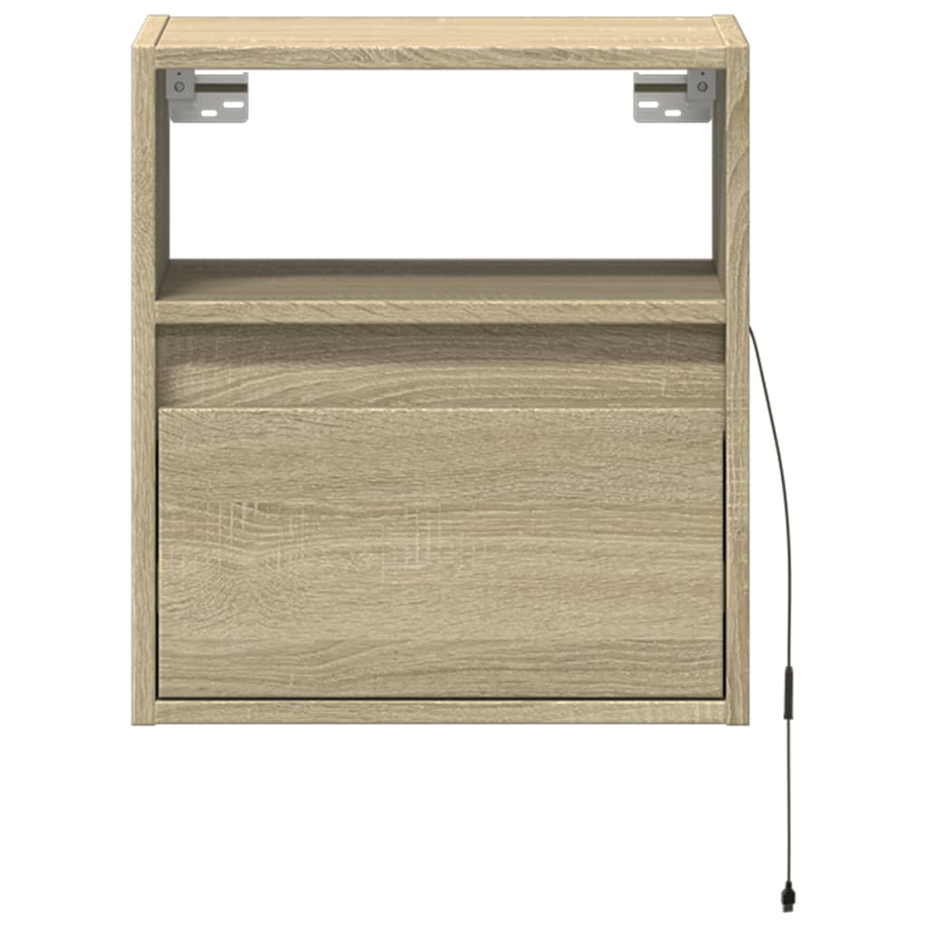 Comodini a Parete con luci LED 2 pz Rovere Sonoma | homemem39