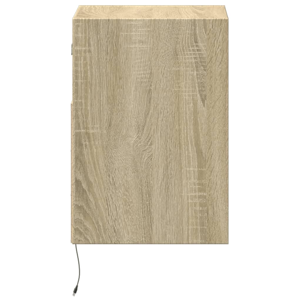 Comodini a Parete con luci LED 2 pz Rovere Sonoma | homemem39