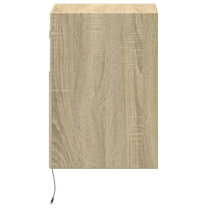 Comodini a Parete con luci LED 2 pz Rovere Sonoma | homemem39