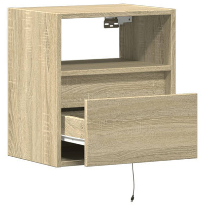 Comodini a Parete con luci LED 2 pz Rovere Sonoma | homemem39