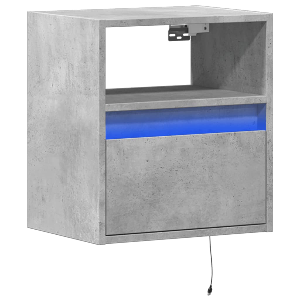 Comodino a Parete con Luci LED Grigio Cemento - homemem39
