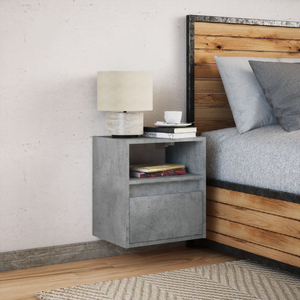 Comodino a Parete con Luci LED Grigio Cemento - homemem39