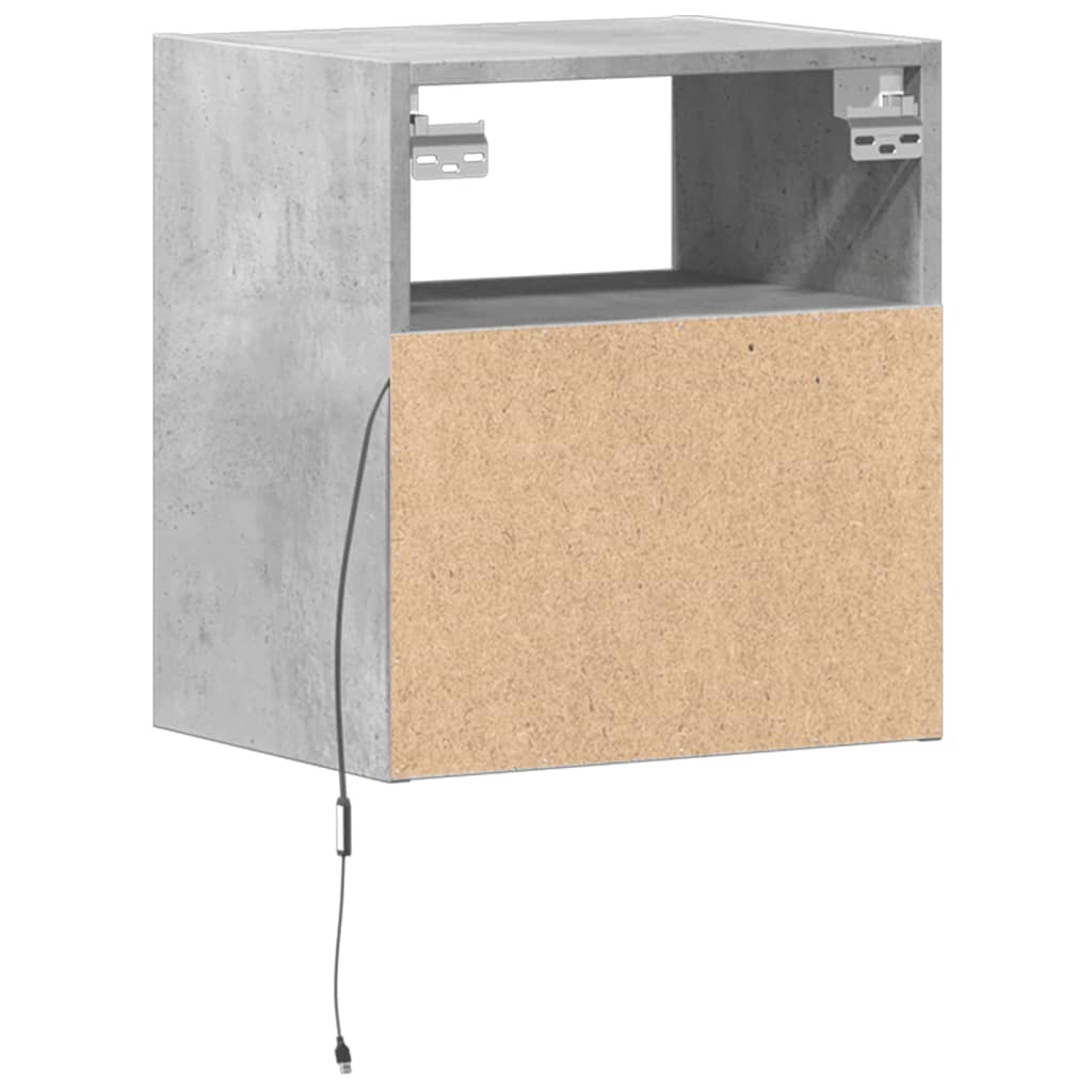 Comodino a Parete con Luci LED Grigio Cemento - homemem39
