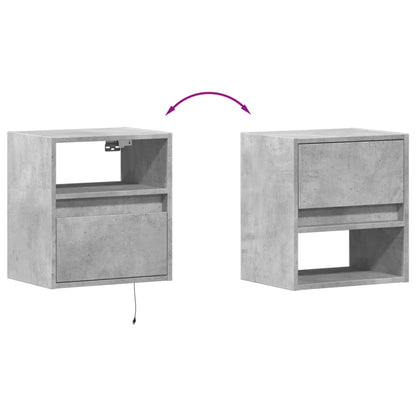 Comodino a Parete con Luci LED Grigio Cemento - homemem39