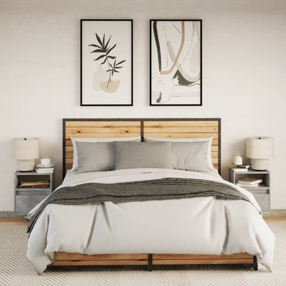Comodini a Parete con Luci LED 2 pz Grigio Cemento | homemem39