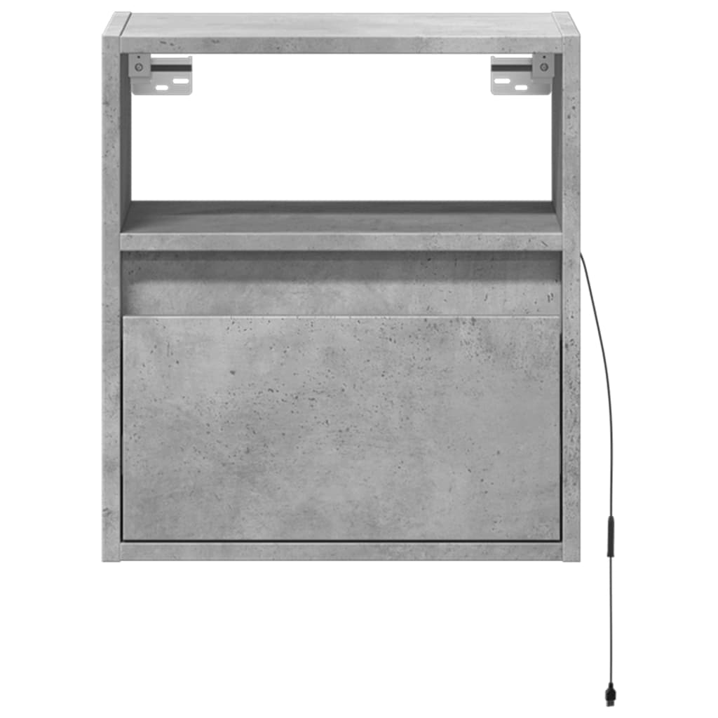 Comodini a Parete con Luci LED 2 pz Grigio Cemento | homemem39