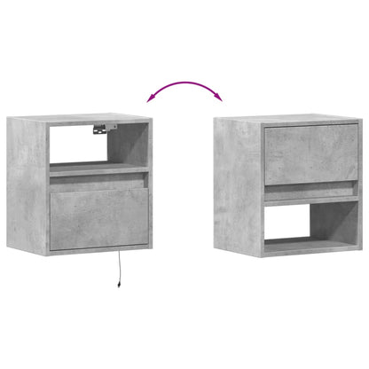 Comodini a Parete con Luci LED 2 pz Grigio Cemento | homemem39