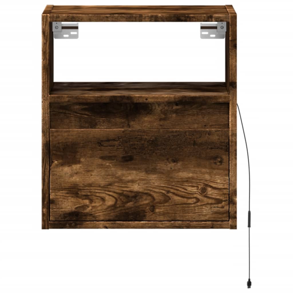 Comodino a Parete con luci LED Rovere Fumo | homemem39