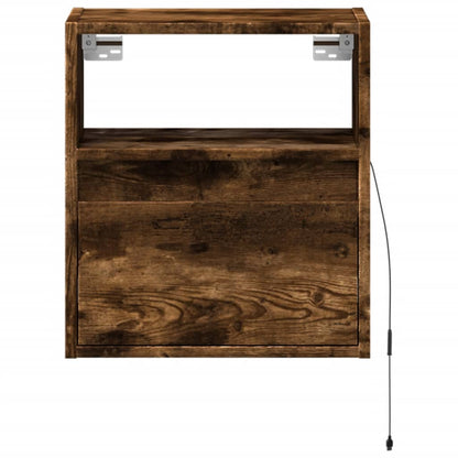 Comodino a Parete con luci LED Rovere Fumo | homemem39