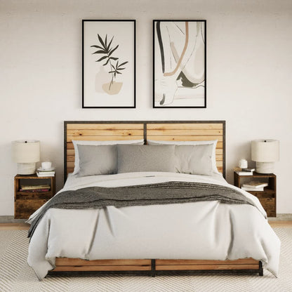 Comodini a Parete con luci LED 2 pz Rovere Fumo - homemem39