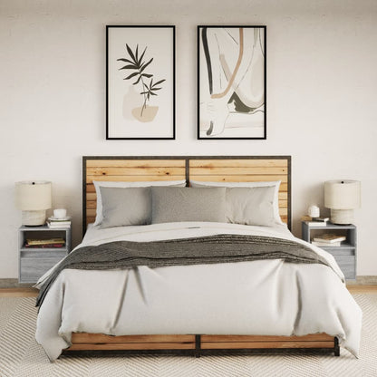 Comodini a Parete con luci LED 2 pz Grigio Sonoma - homemem39