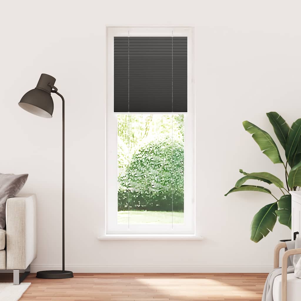 Tenda Plissettata Nera 70x200 cm Larghezza Tessuto 69,4 cm | homemem39