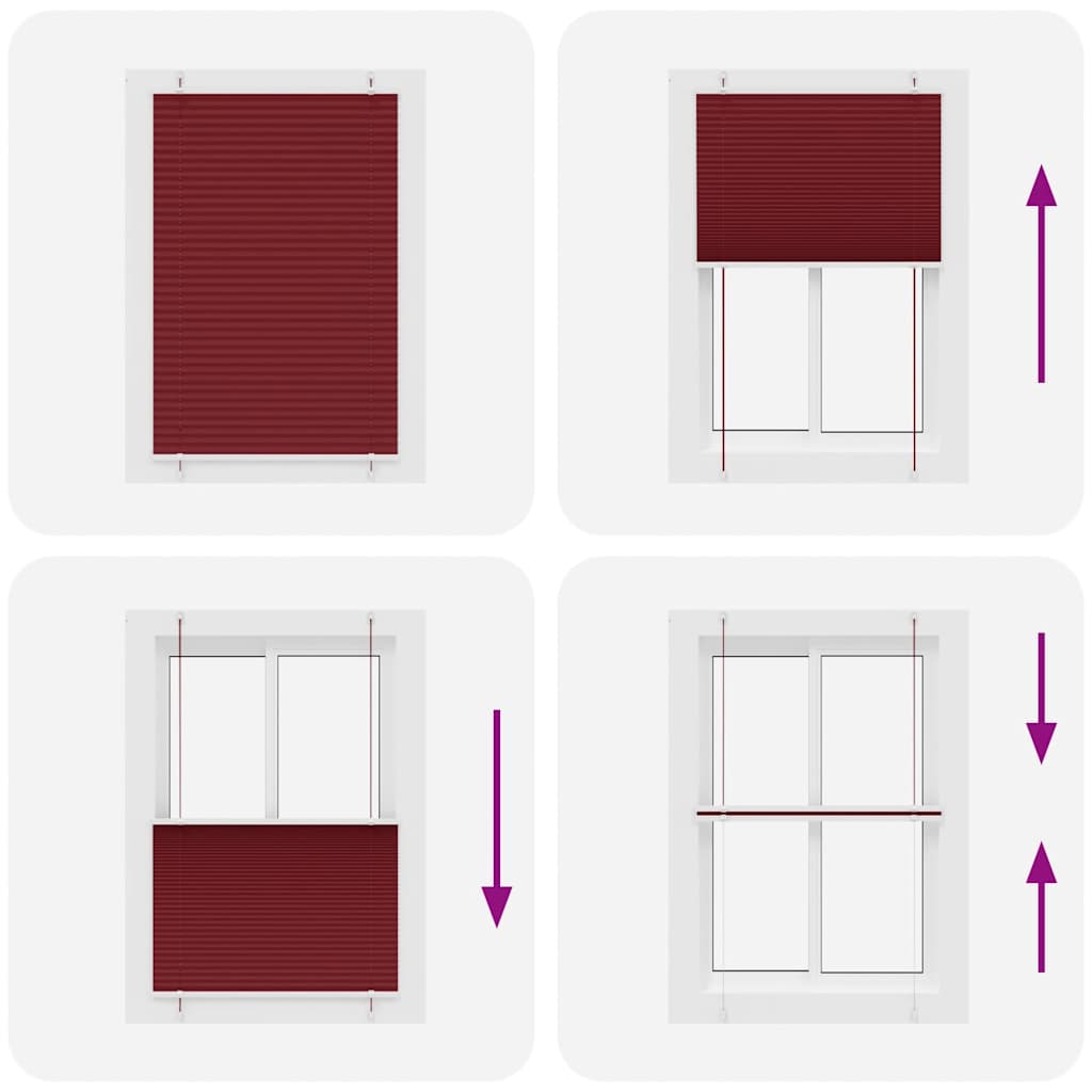 Tenda Plissettata Rosso Bordeaux 85x100 cm Larghezza Tessuto | homemem39