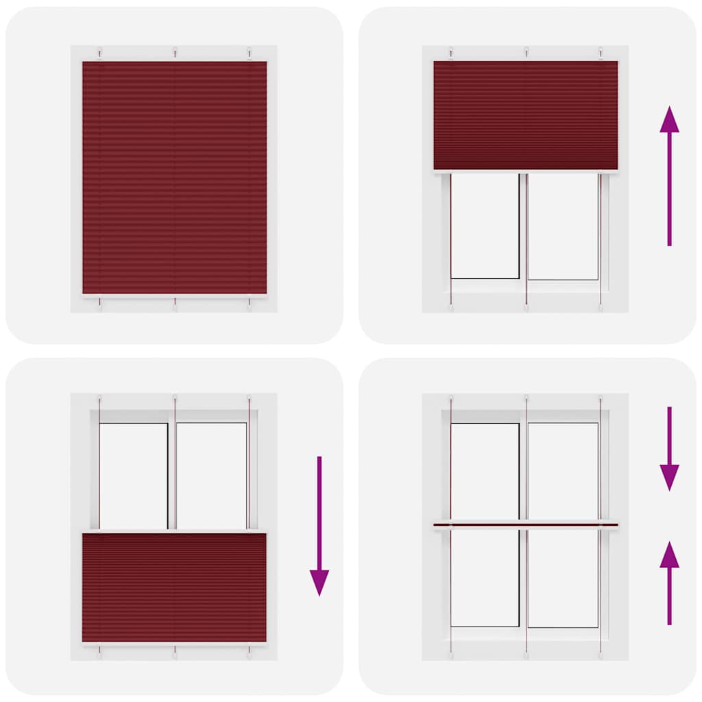Tenda Plissettata Rosso Bordeaux 105x100 cm Larghezza Tessuto | homemem39