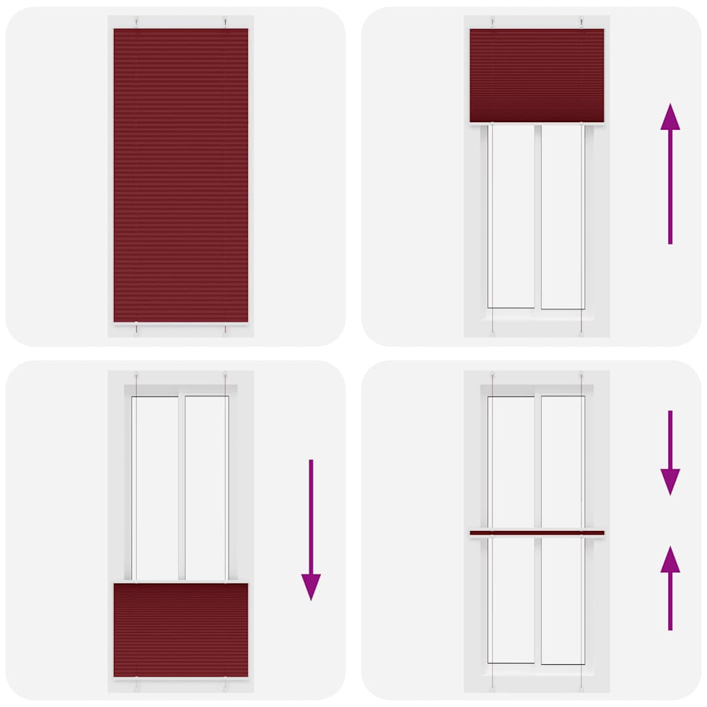 Tenda Plissettata Rosso Bordeaux 90x200 cm Larghezza Tessuto | homemem39