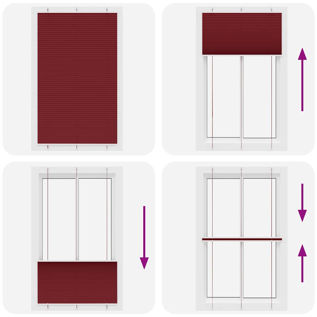 Tenda Plissettata Rosso Bordeaux 115x200 cm Larghezza Tessuto | homemem39