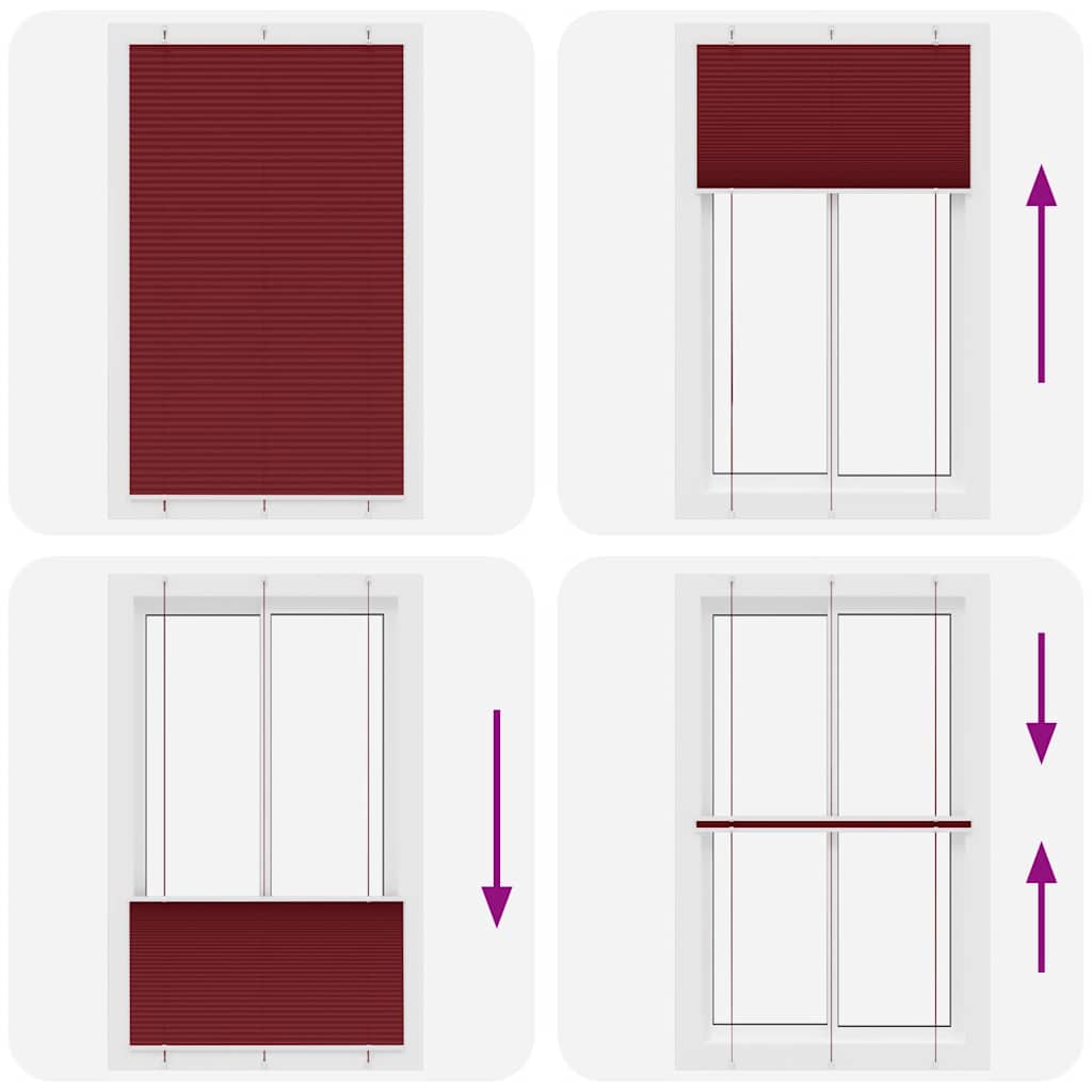 Tenda Plissettata Rosso Bordeaux 120x200 cm Larghezza Tessuto | homemem39