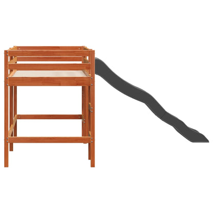 Letto Soppalco senza Materasso Bambini Marrone Cera 90x190 Pino