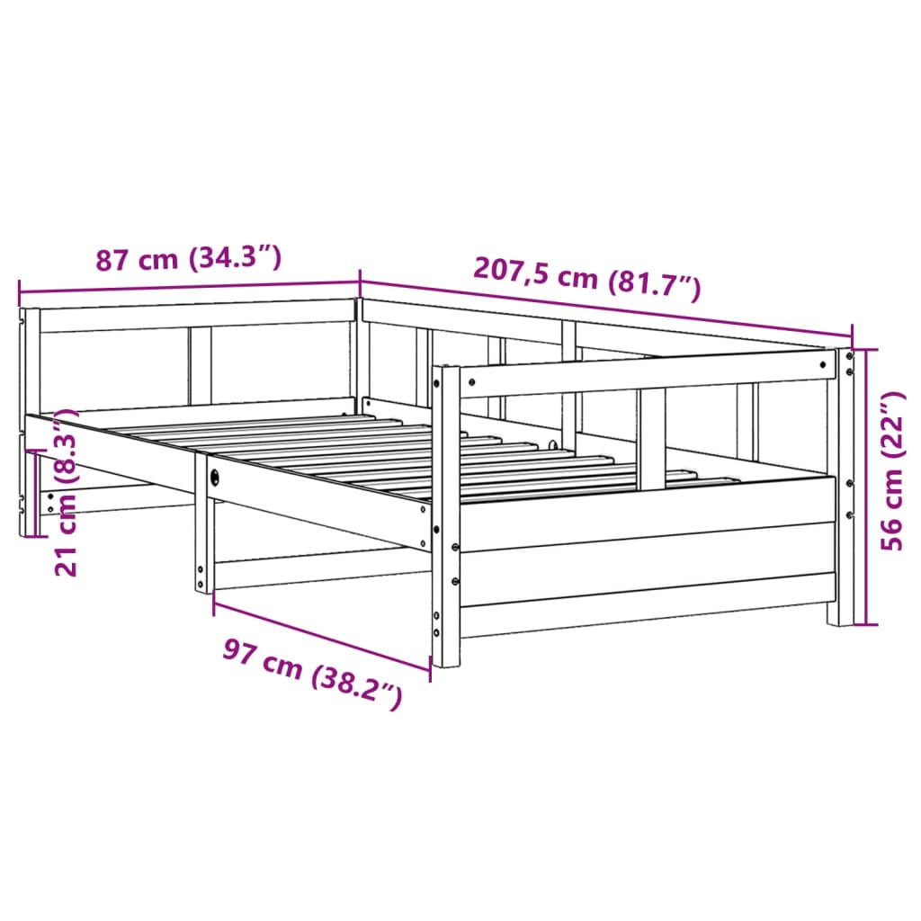 Dormeuse senza Materasso Marrone Cera 80x200 cm Legno di Pino | homemem39