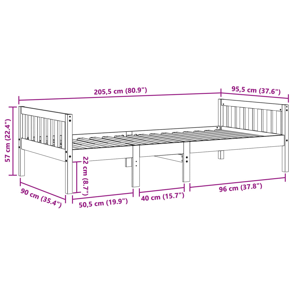 Letto Bambini senza Materasso Marrone Cera 90x200 cm Legno Pino | homemem39