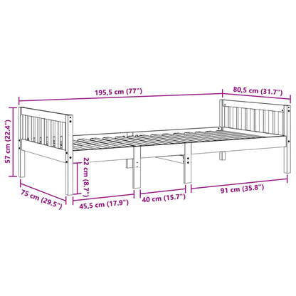 Letto per Bambini senza Materasso 75x190 cm Legno Massello Pino