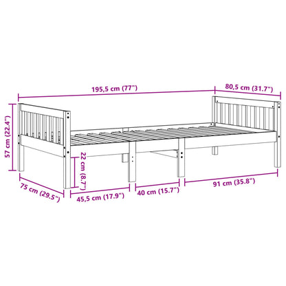 Letto per Bambini senza Materasso Bianco 75x190cm Massello Pino