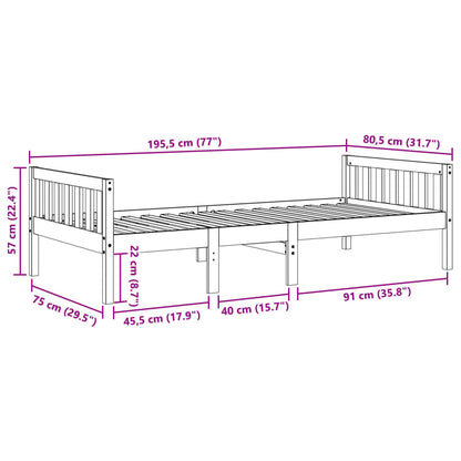 Letto Bambini senza Materasso Marrone Cera 75x190 cm Legno Pino