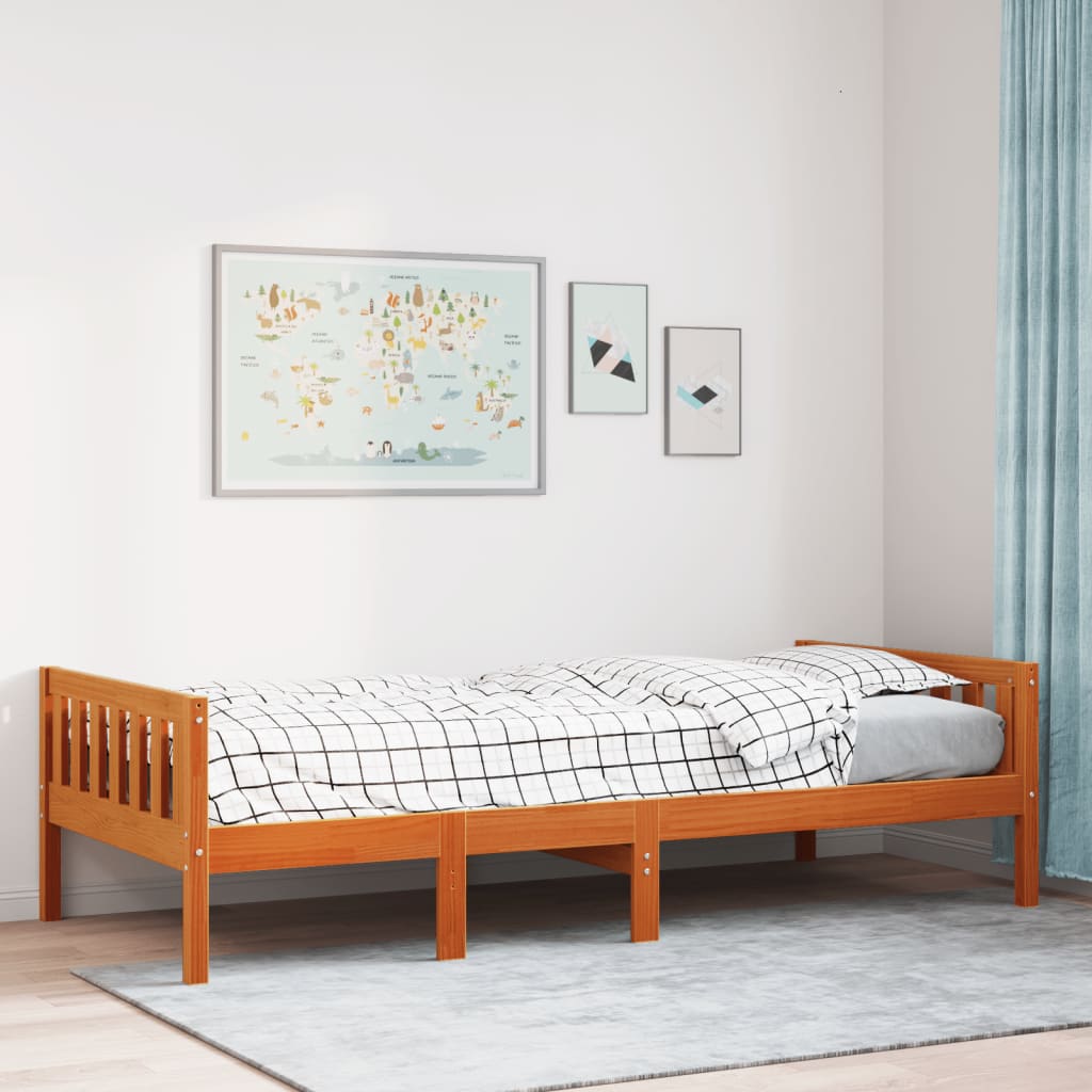 Letto Bambini senza Materasso Marrone Cera 75x190 cm Legno Pino - homemem39