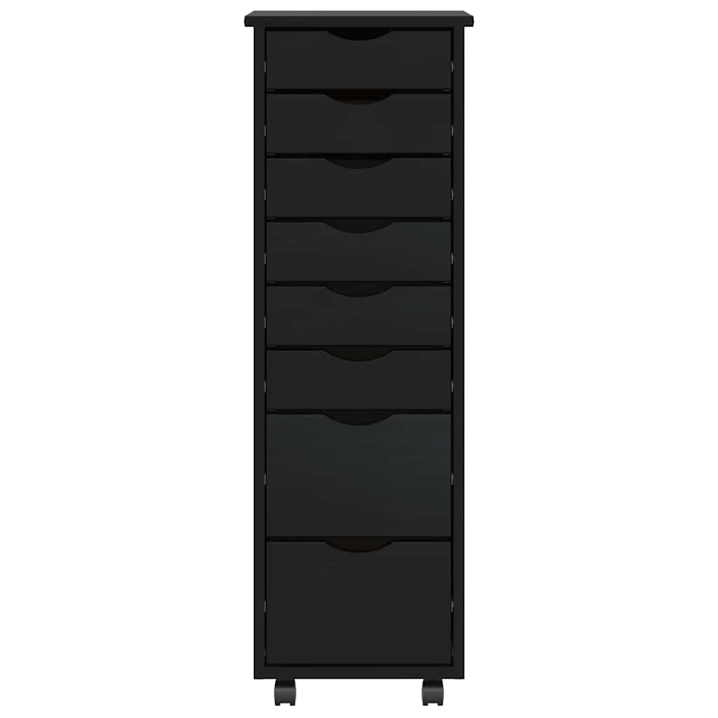 Armadietto Rotante con Cassetti MOSS Nero Legno Massello Pino