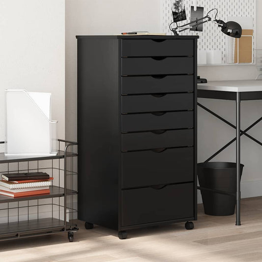 Armadietto Rotante con Cassetti MOSS Nero Legno Massello Pino | homemem39