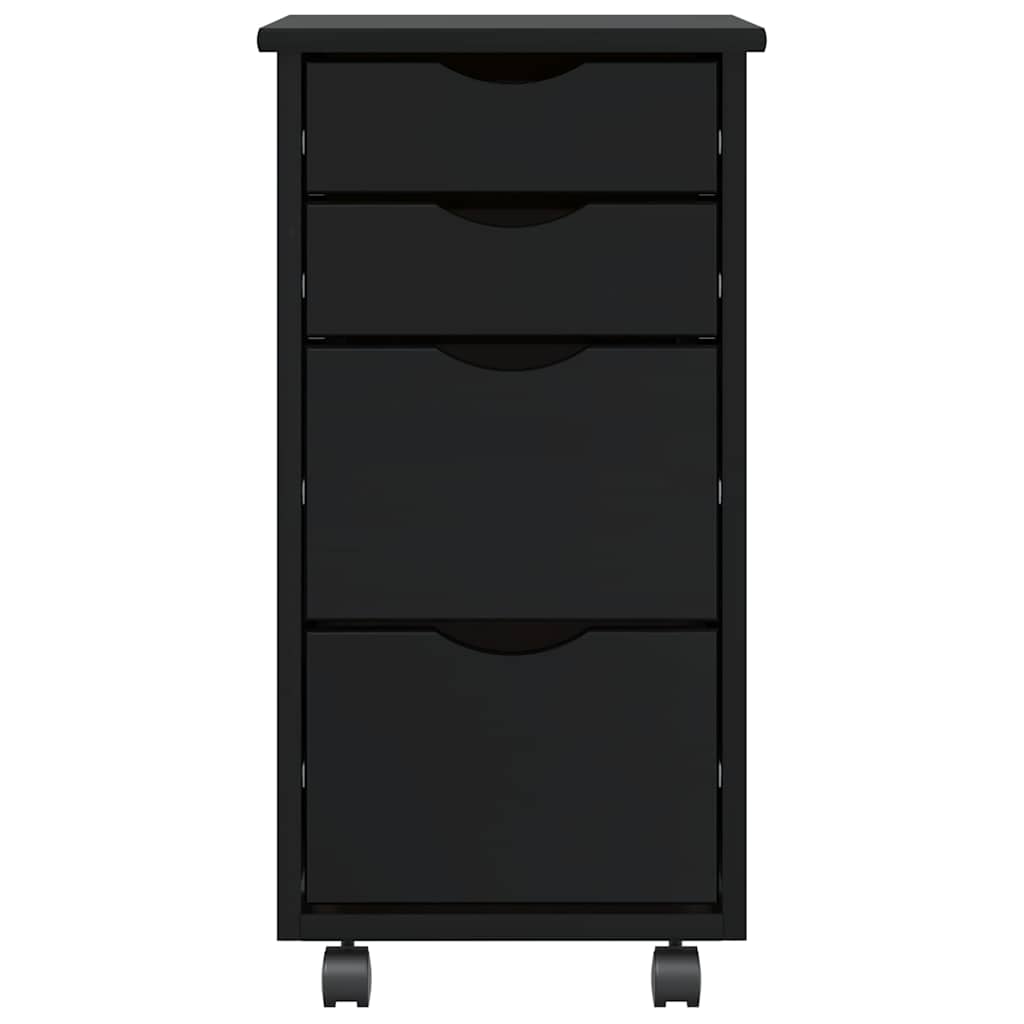 Armadietto Rotante con Cassetti MOSS Nero Legno Massello Pino | homemem39
