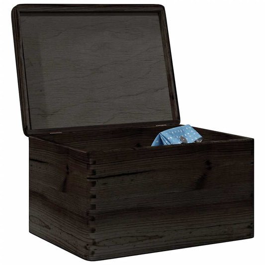 Scatola in Legno con Coperchio Nero 40x30x23cm in Legno di Pino - homemem39