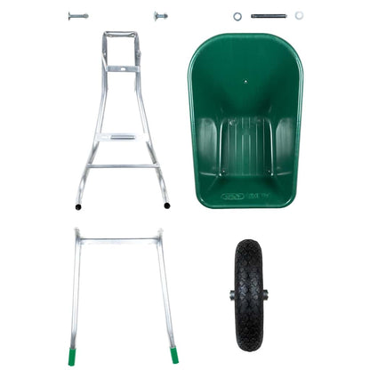 Carriola Verde 90 L 150 kg in Acciaio Zincato e Plastica