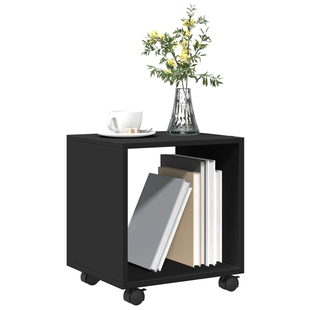 Mobiletto con Ruote Nero 37x33x42,5 cm in Truciolato - homemem39