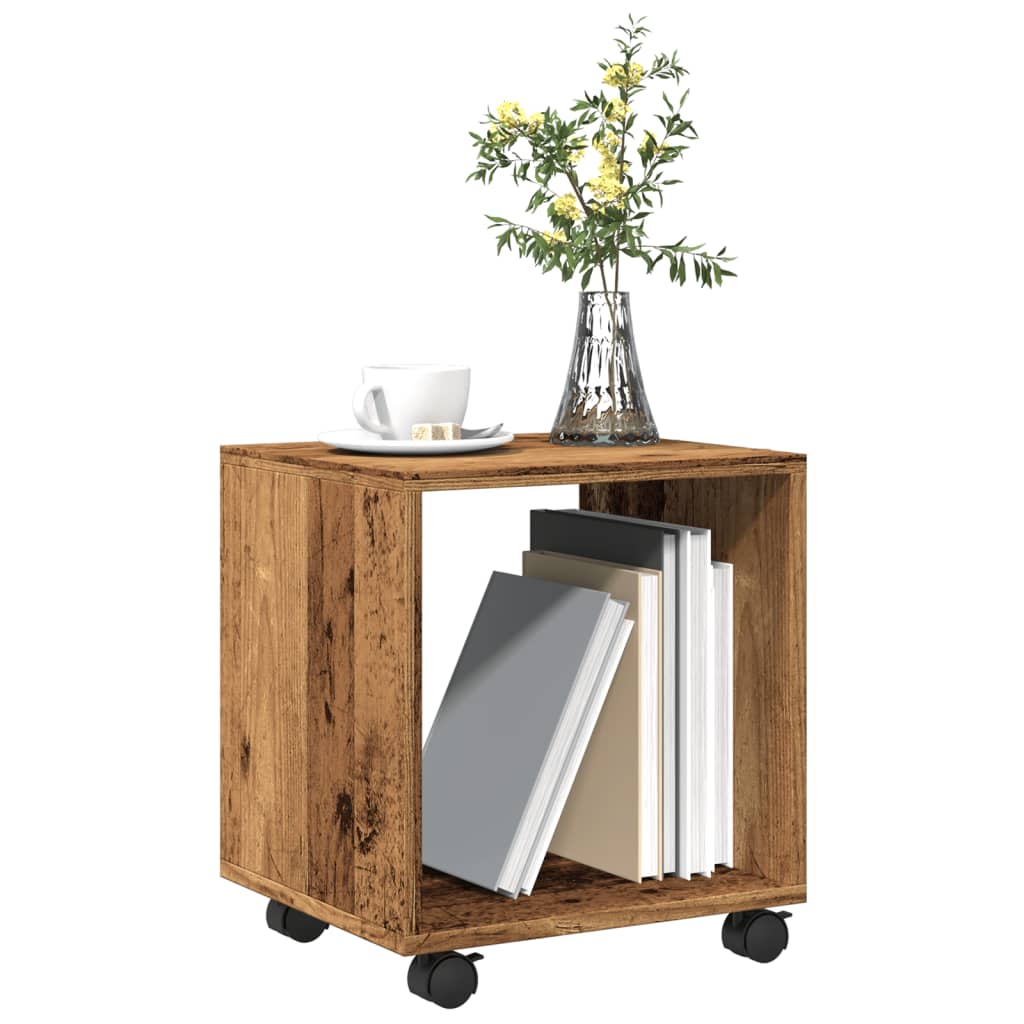 Mobiletto con Ruote Legno Antico 37x33x42,5 cm in Truciolato - homemem39