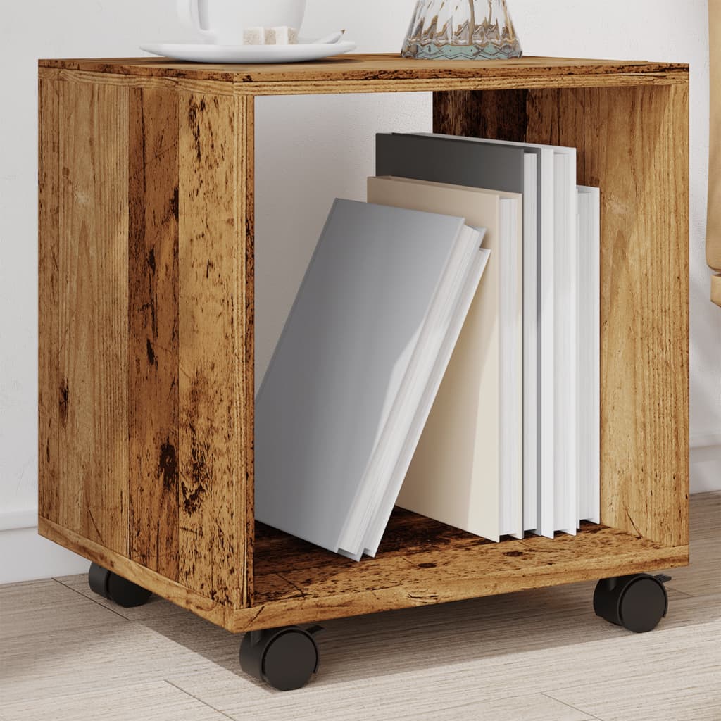 Mobiletto con Ruote Legno Antico 37x33x42,5 cm in Truciolato - homemem39