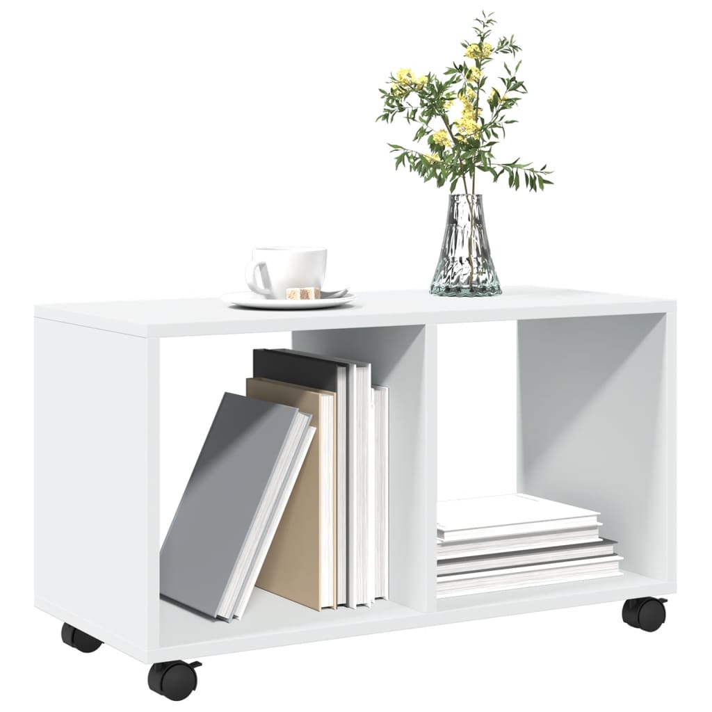Mobiletto con Ruote Bianco 72x33x42,5 cm in Truciolato