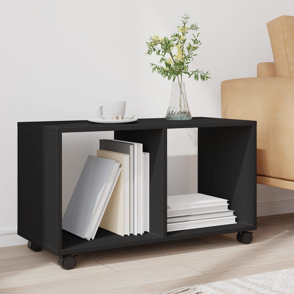 Mobiletto con Ruote Nero 72x33x42,5 cm in Truciolato - homemem39
