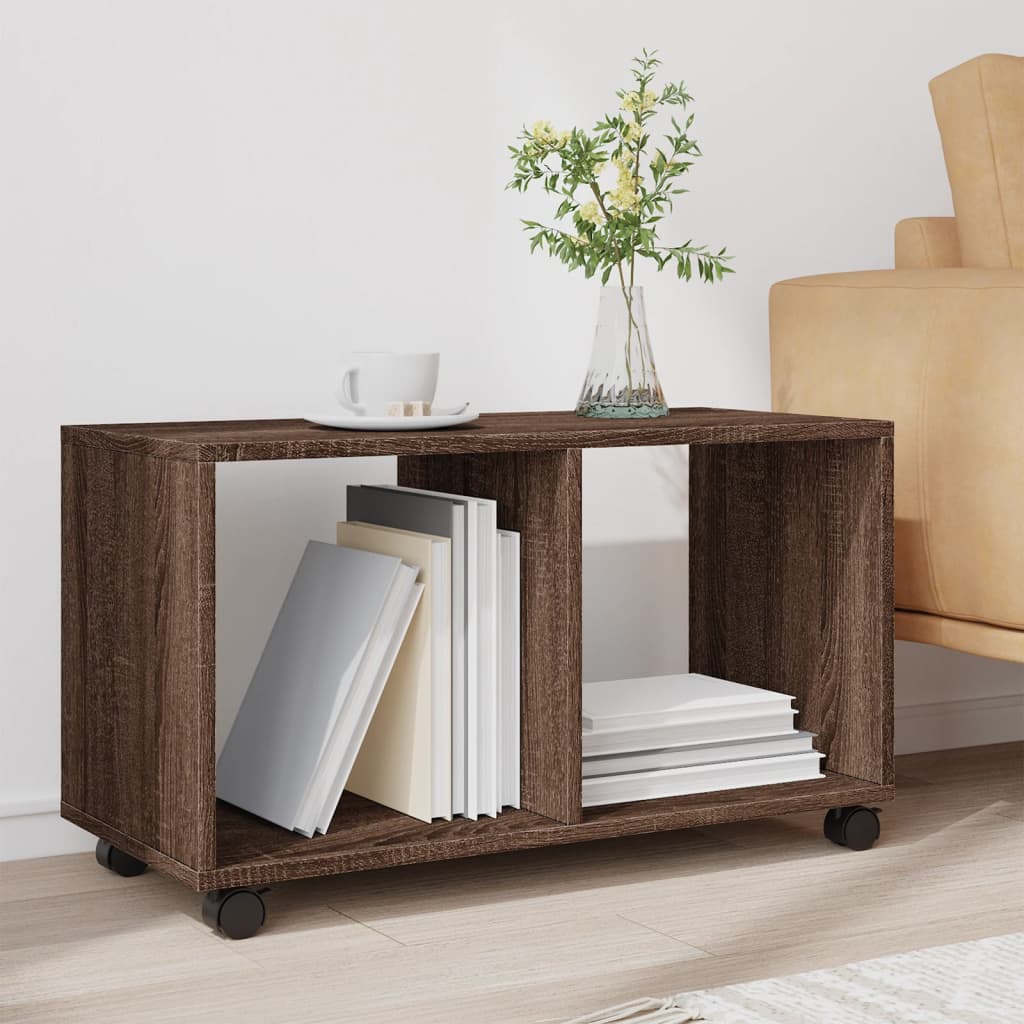 Mobiletto con Ruote Rovere Marrone 72x33x42,5 cm in Truciolato | homemem39