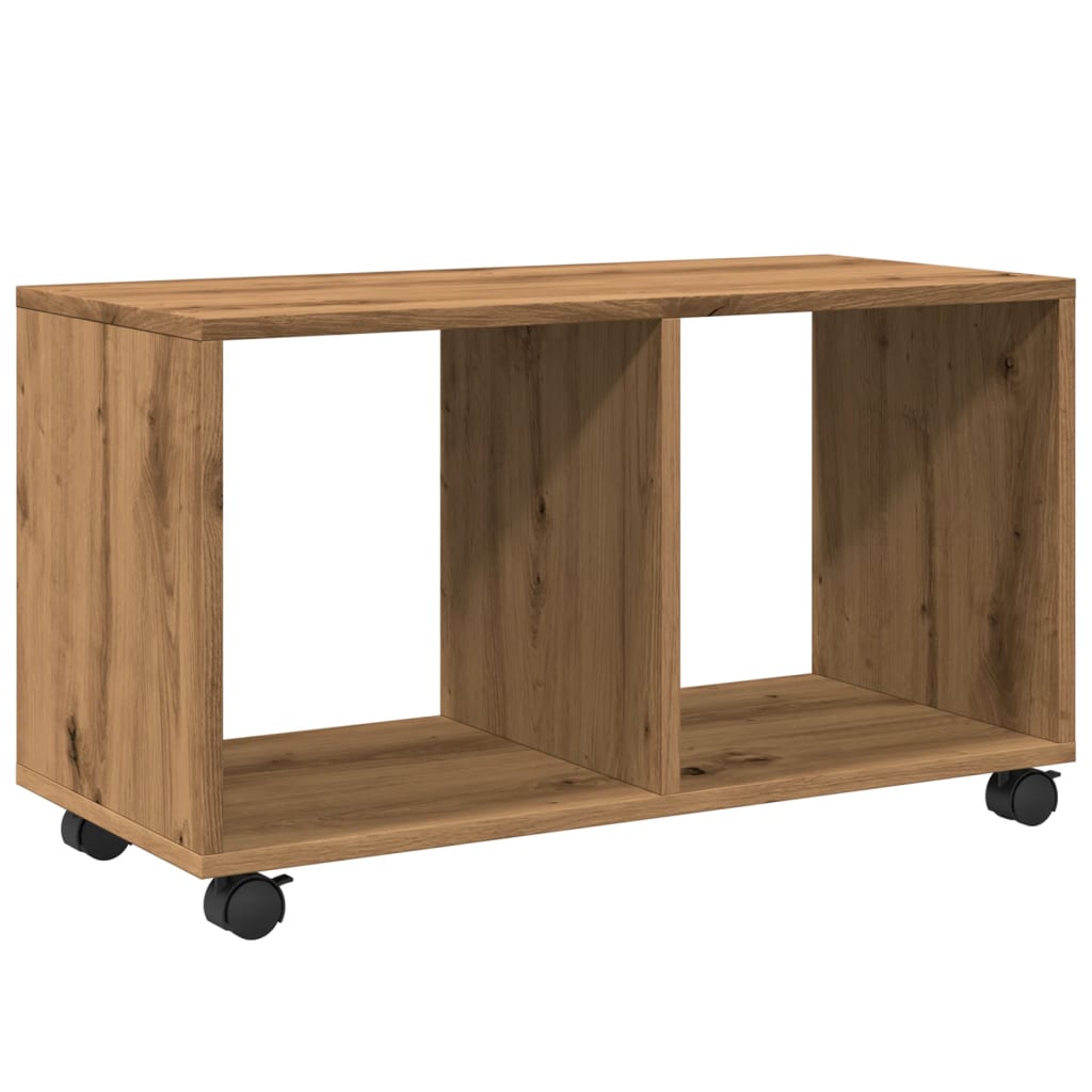 Mobiletto con Ruote Rovere Artigianale 72x33x42,5 cm Truciolato - homemem39