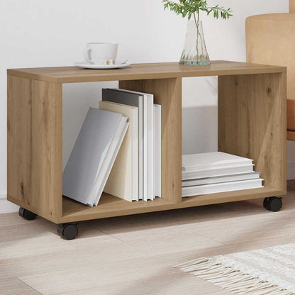 Mobiletto con Ruote Rovere Artigianale 72x33x42,5 cm Truciolato | homemem39