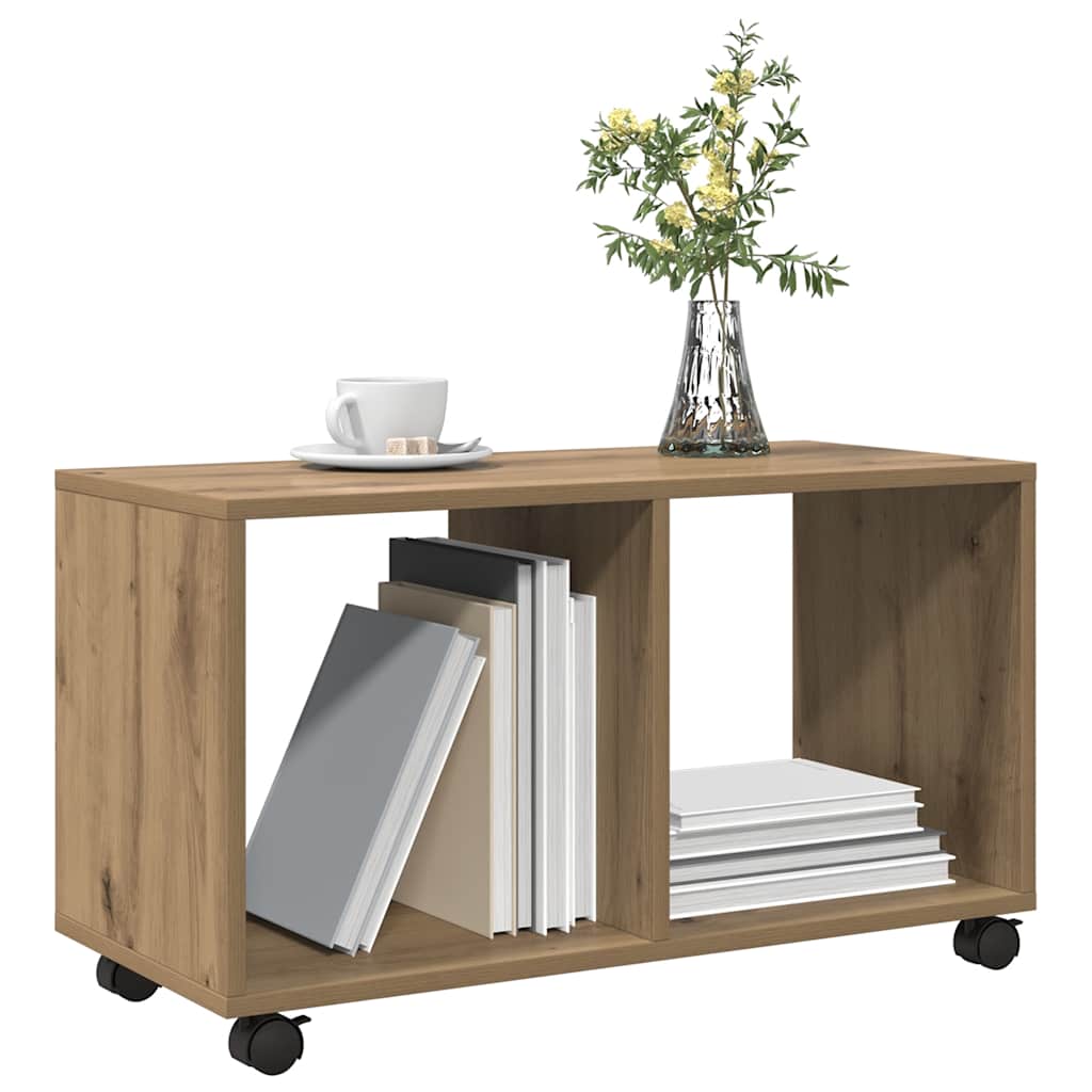 Mobiletto con Ruote Rovere Artigianale 72x33x42,5 cm Truciolato