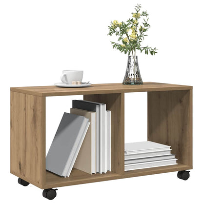 Mobiletto con Ruote Rovere Artigianale 72x33x42,5 cm Truciolato