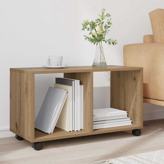 Mobiletto con Ruote Rovere Artigianale 72x33x42,5 cm Truciolato | homemem39
