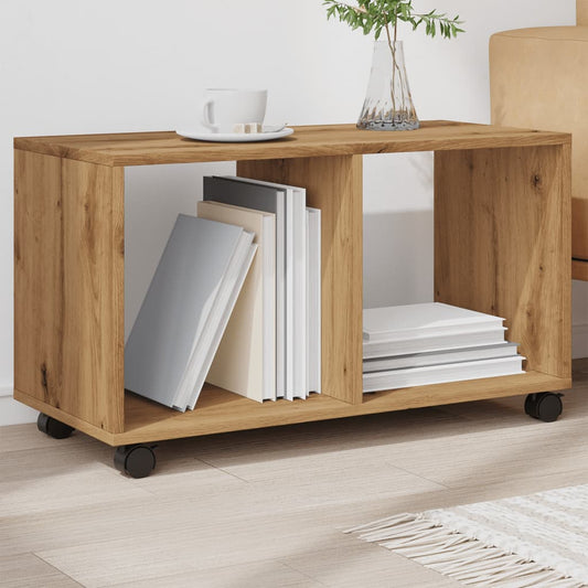 Mobiletto con Ruote Rovere Artigianale 72x33x42,5 cm Truciolato - homemem39