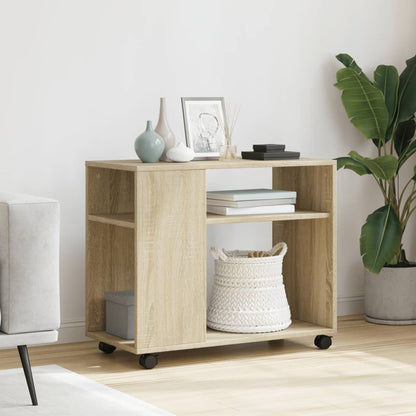 Tavolino con Ruote Rovere Sonoma 70x35x60 cm in Truciolato - homemem39