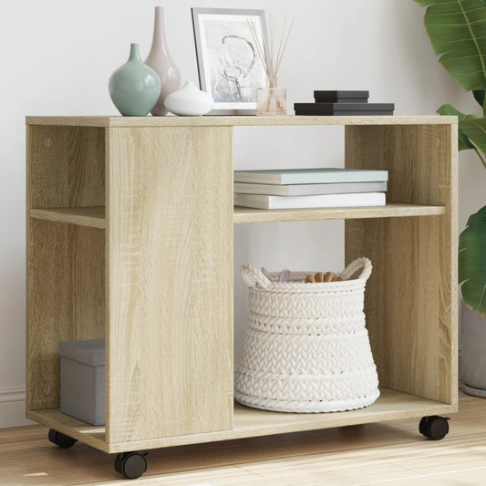 Tavolino con Ruote Rovere Sonoma 70x35x60 cm in Truciolato - homemem39