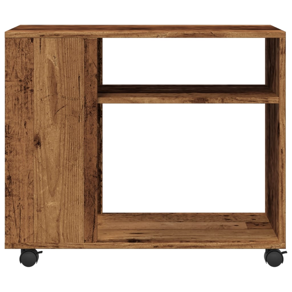 Tavolino con Ruote Legno Antico 70x35x60cm in Truciolato | homemem39