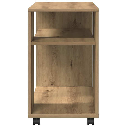 Tavolino con Ruote Rovere Artigianale 70x35x60 cm in Truciolato | homemem39